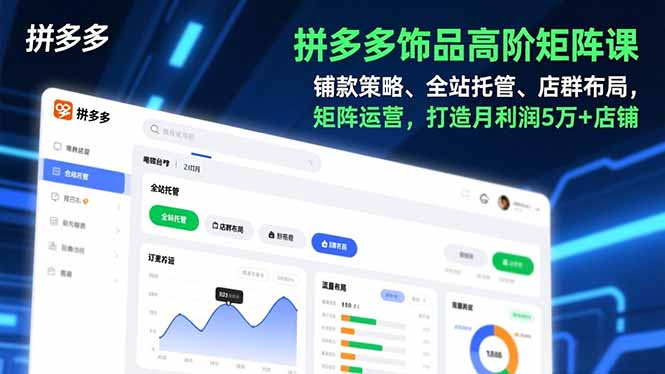 拼多多饰品高阶矩阵课，铺款策略、全站托管、店群布局，矩阵运营，打造月利润5万+店铺-小钱大课云网创