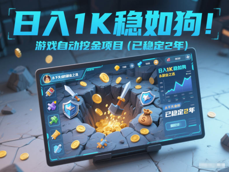 日入1K稳如狗！游戏自动挖金项目(已稳定2年)，永不失业的副业之选【揭秘】-小钱大课云网创
