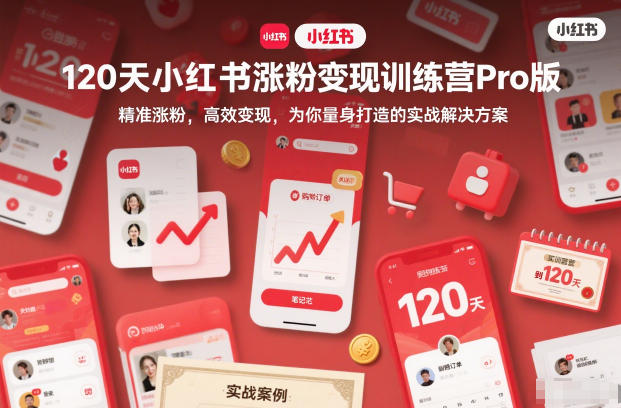 120天小红书涨粉变现训练营Pro版,精准涨粉,高效变现,为你量身打造的实战解决方案-小钱大课云网创